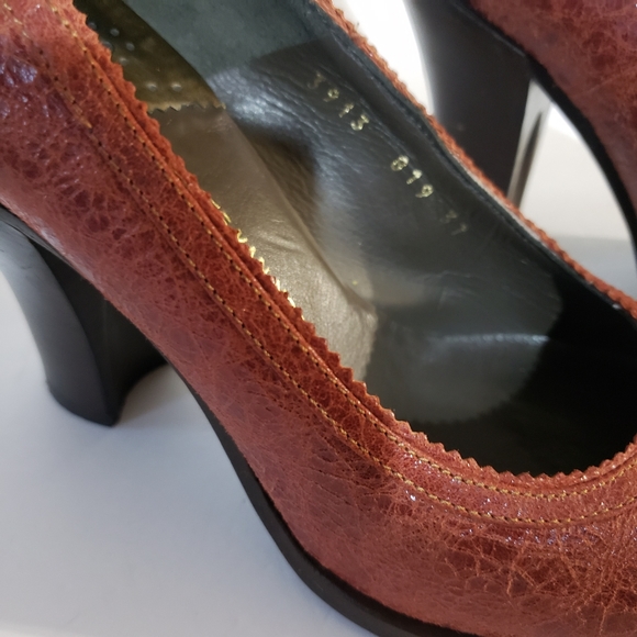 Dries Van Noten Reddish Brown Wooden Block Heel Sz: 6.5 - Picture 7 of 14